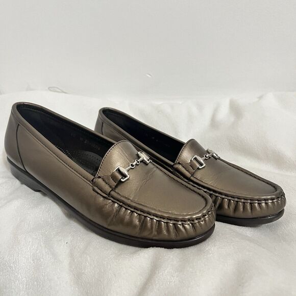 SAS Metro Leather Horsebit Flats Loafer Womens 10M Bronze Tripad Comfort Career - Picture 1 of 8